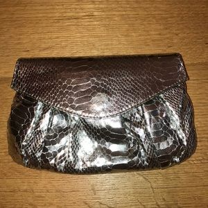 Carlos Falchi clutch or crossbody Silver snakeskin